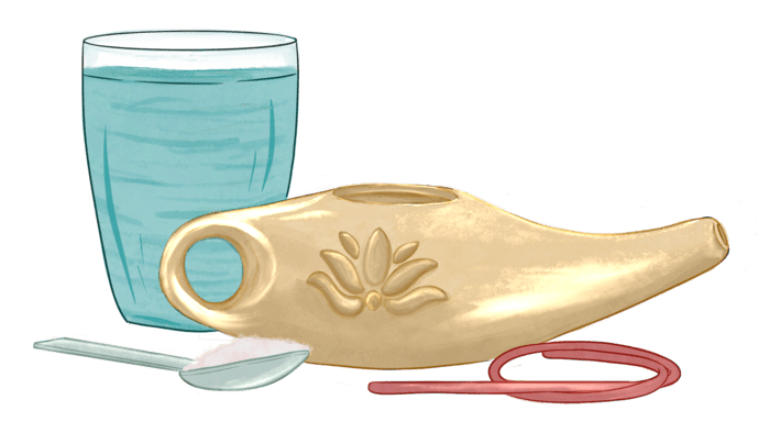 A net pod are placed on a table for yogic cleansing. A net pod are placed on a table for yogic cleansing.