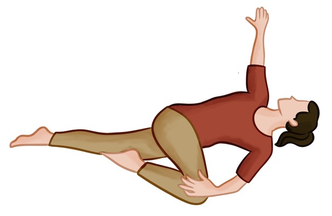 Supine Spinal Twist yoga pose for stress reduction