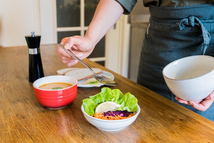 A fresh and light balanced meal in yoga A fresh and light balanced meal in yoga