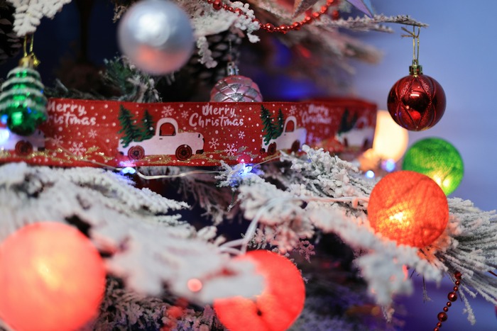 Christmas tree with baubles and decorations Christmas tree with baubles and decorations
