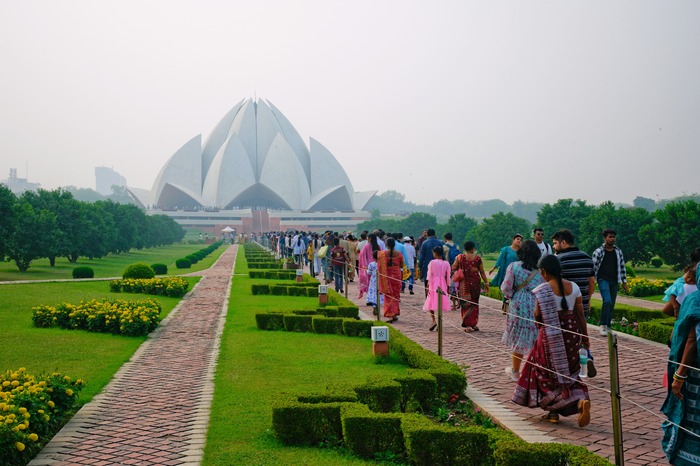 Tourists visit the Lotus Temple in New Delhi, India Tourists visit the Lotus Temple in New Delhi, India