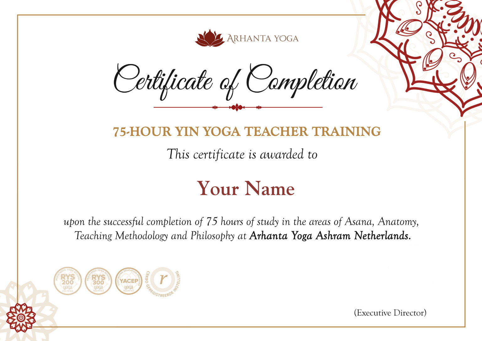 Yin Yoga Teacher Training Certificate