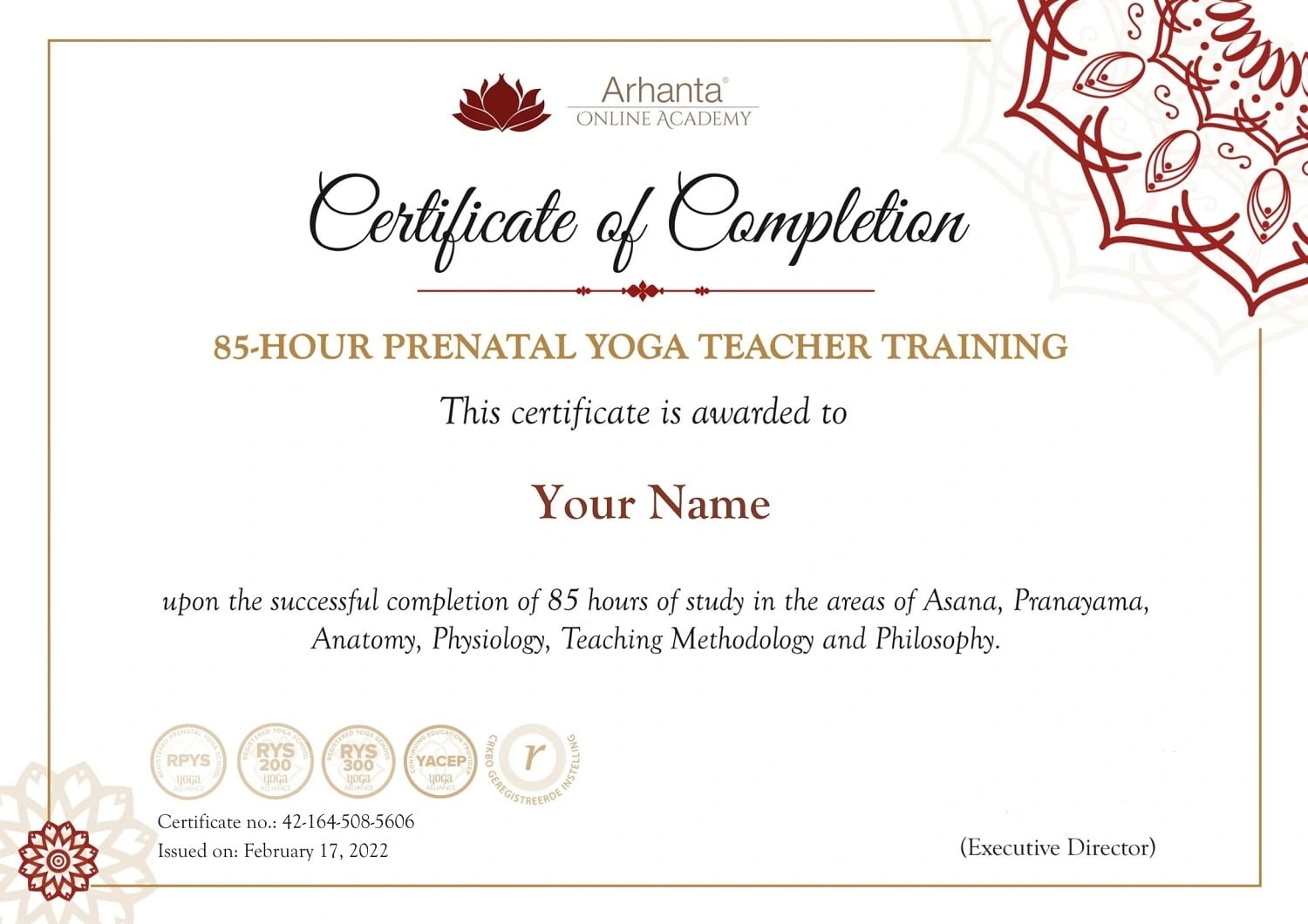 85 Hour Prenatal Yoga Teacher Training Certificate