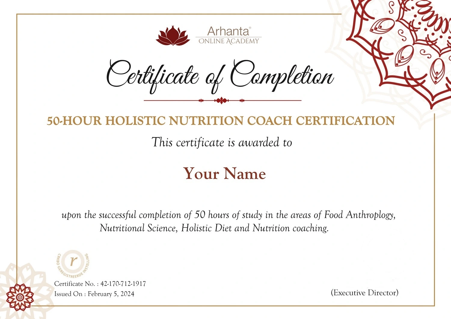 Holistic Nutrition Coach Certificate