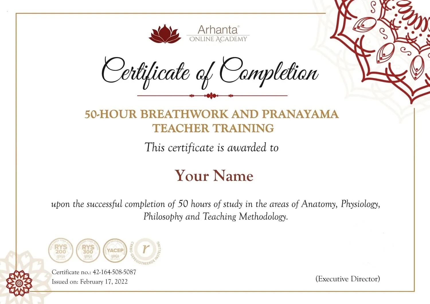 Pranayama and Breathwork Teacher Training Certificate